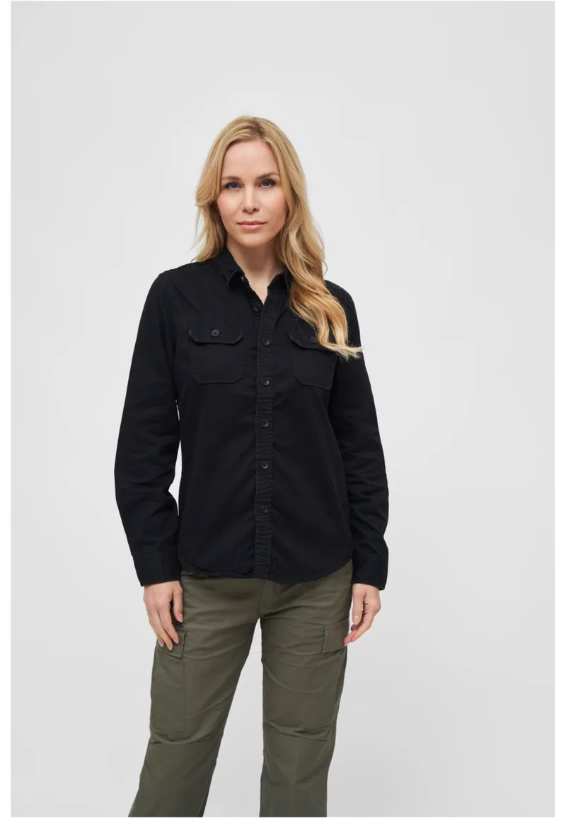 Ladies vintage shirt long sleeve Brandit BD9618-00007 black