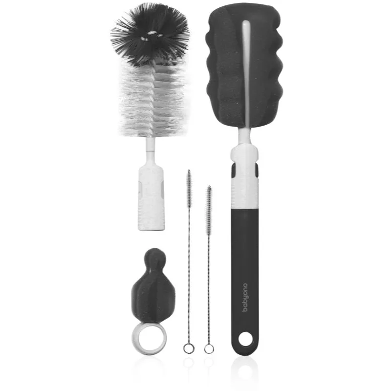 BabyOno Brush Set βούρτσα για καθαρισμό μπιμπερό και θηλών Grey 1 τμχ