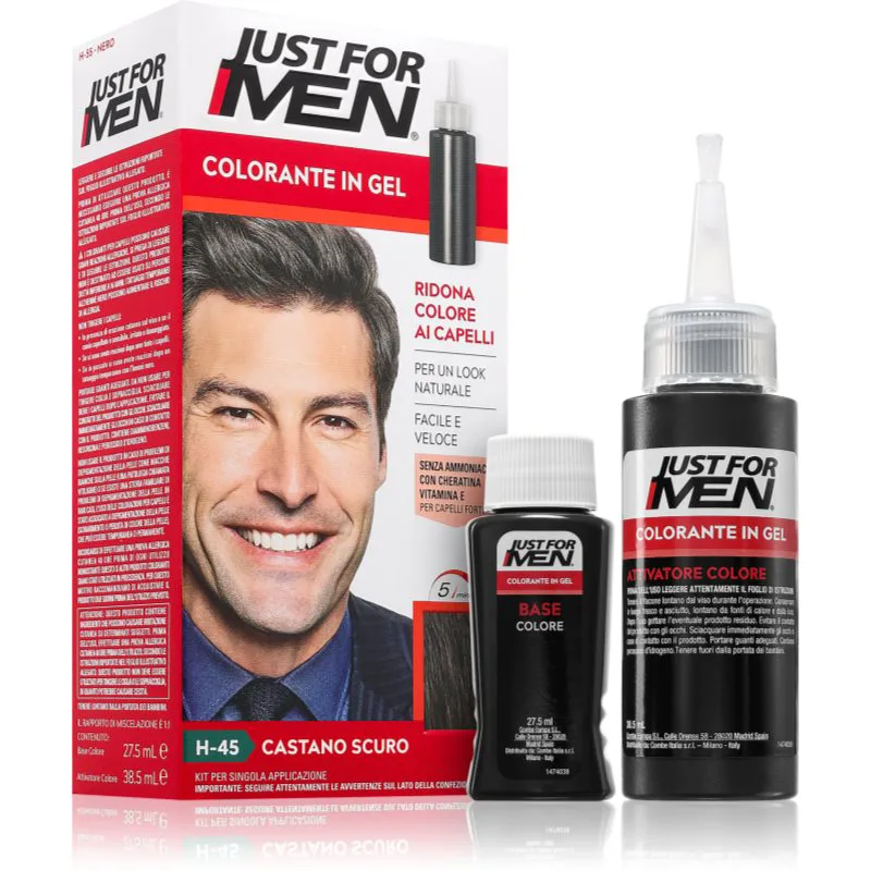 Just for Men Color Kit βαφή για τα μαλλιά με χρώμα για άντρες απόχρωση H-45 Dark Brown 1 τμχ