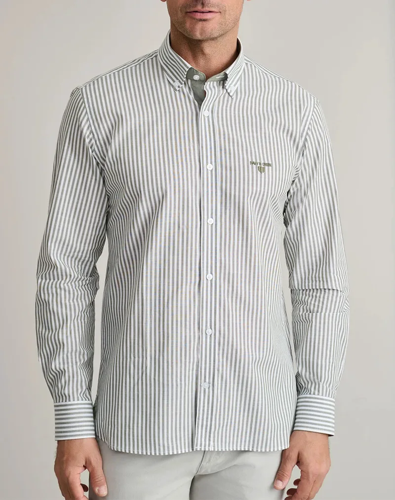 NAVY&GREEN ΠΟΥΚΑΜΙΣΟ COMFORT FIT 24NG.BX235/1B.1-DUSTY OLIVE/WHITE Olive