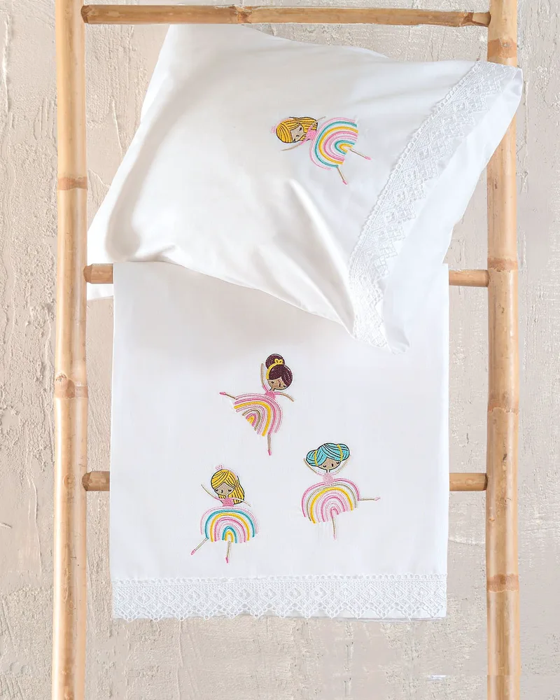 Σετ Σεντόνια Κούνιας 3 Τεμαχίων Rythmos Rainbow Girls 100x160