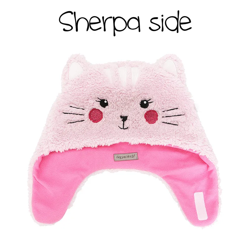 Σκουφάκι 2 Όψεων Fleece-Sherpa 2-4 Έτων Cat-Super Hero FlapJackKids FJKWS703M (Ύφασμα: Fleece, Χρώμα: Ροζ) - FlapJackKids - FJKWS703M