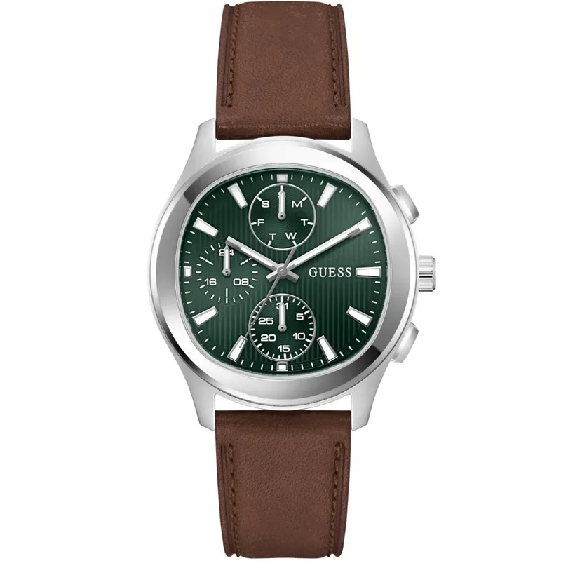Ανδρικό ρολόι Guess Palmer με δερμάτινο καφέ λουράκι GW01049G1 GW01049G1 Ατσάλι