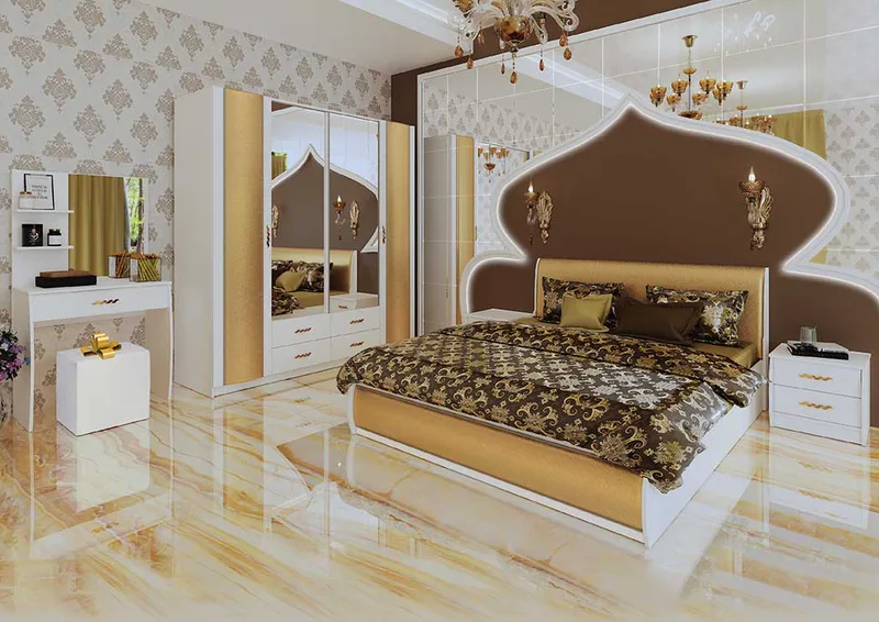Σετ Κρεβατοκάμαρας 4 τεμ. Melania, 213x85x173 εκ., 160/200 ,ΔΩΡΟ μηχανισμό ανύψωσης & συρταριέρα με σκαμπό, Genomax - Στρώμα ορθοπεδικό με βάση