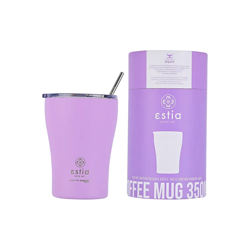 ΘΕΡΜΟΣ COFFEE MUG SAVE THE AEGEAN 350ml LAVENDER PURPLE 01-12090, ESTIA