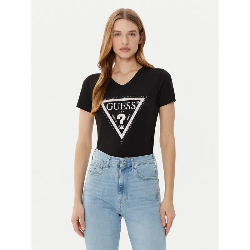 Guess T-Shirt W5RI21 J1314 Μαύρο Regular Fit