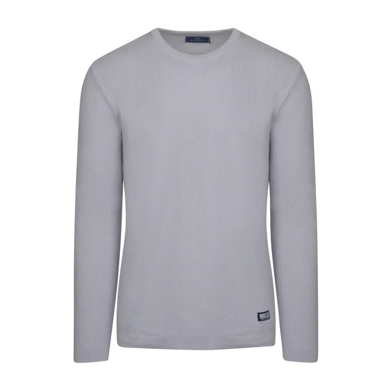 Chunky Structure Πουλόβερ Γκρι Ανοιχτό in Cotton (Modern Fit) New Arrival