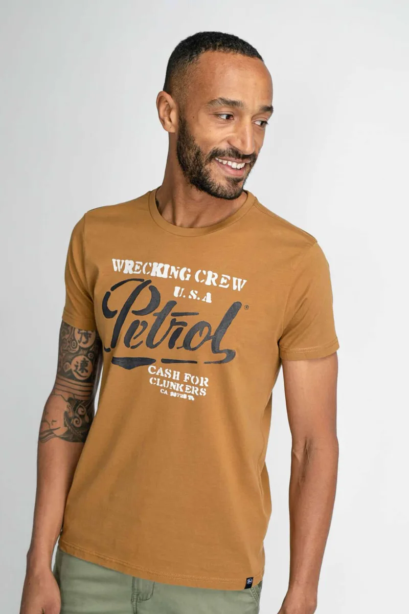 Petrol Industries Logo T-shirt - Καφέ - M-1030-TSR601
