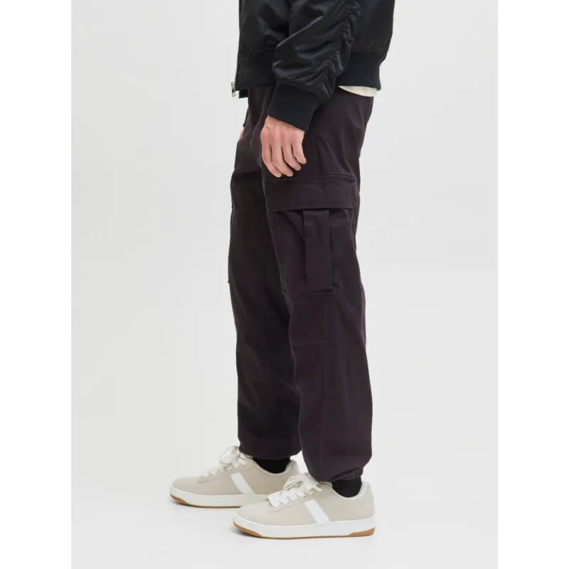 Jack&Jones ελαστικό cargo παντελόνι "Kane Jonnie"σε loose fit γραμμή,με λάστιχο στο μπατζάκι - Black Rock