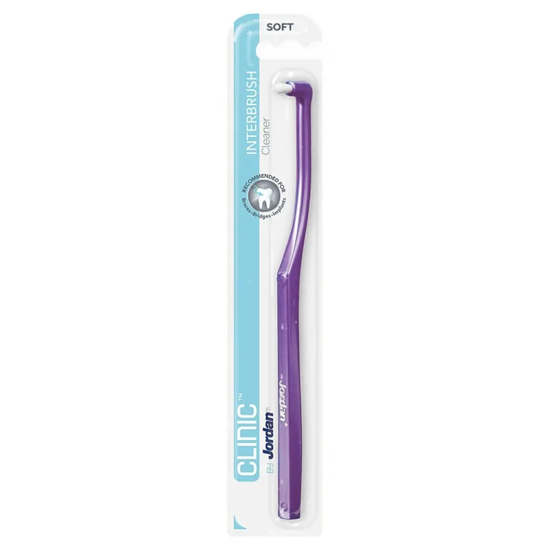Jordan Clinic Interbrush Cleaner Soft Μαλακή Μονοθύσανη Οδοντόβουρτσα για Αποτελεσματικό Καθαρισμό Ορθοδοντικών Μηχανισμών & Εμφυτευμάτων 1 Τεμάχιο - Μωβ