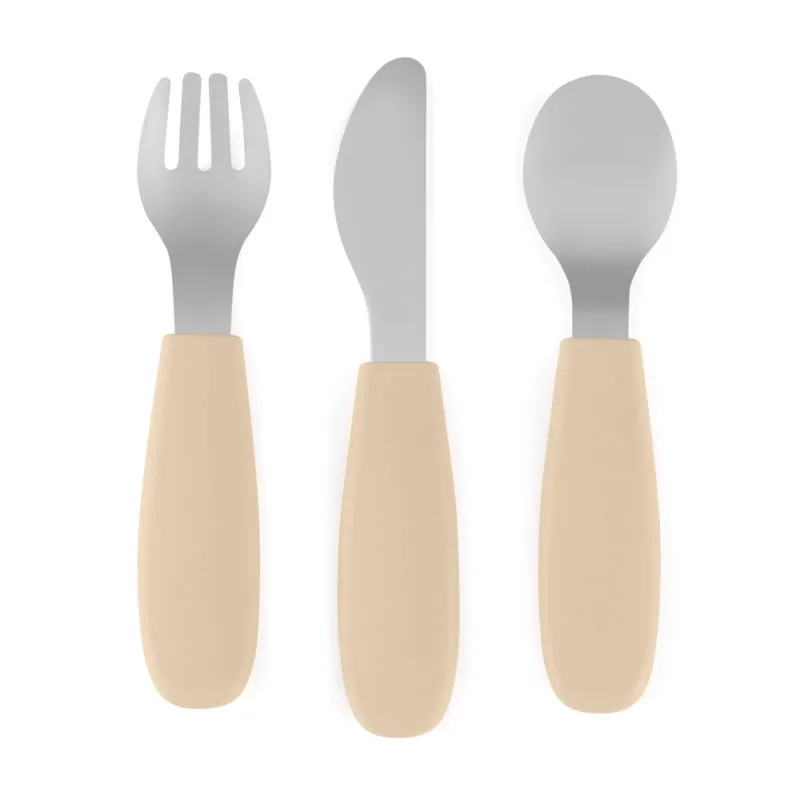 Petite&Mars Take&Match Stainless Steel Cutlery Set μαχαιροπίρουνο για παιδιά Desert Sand 12m+ 3 τμχ