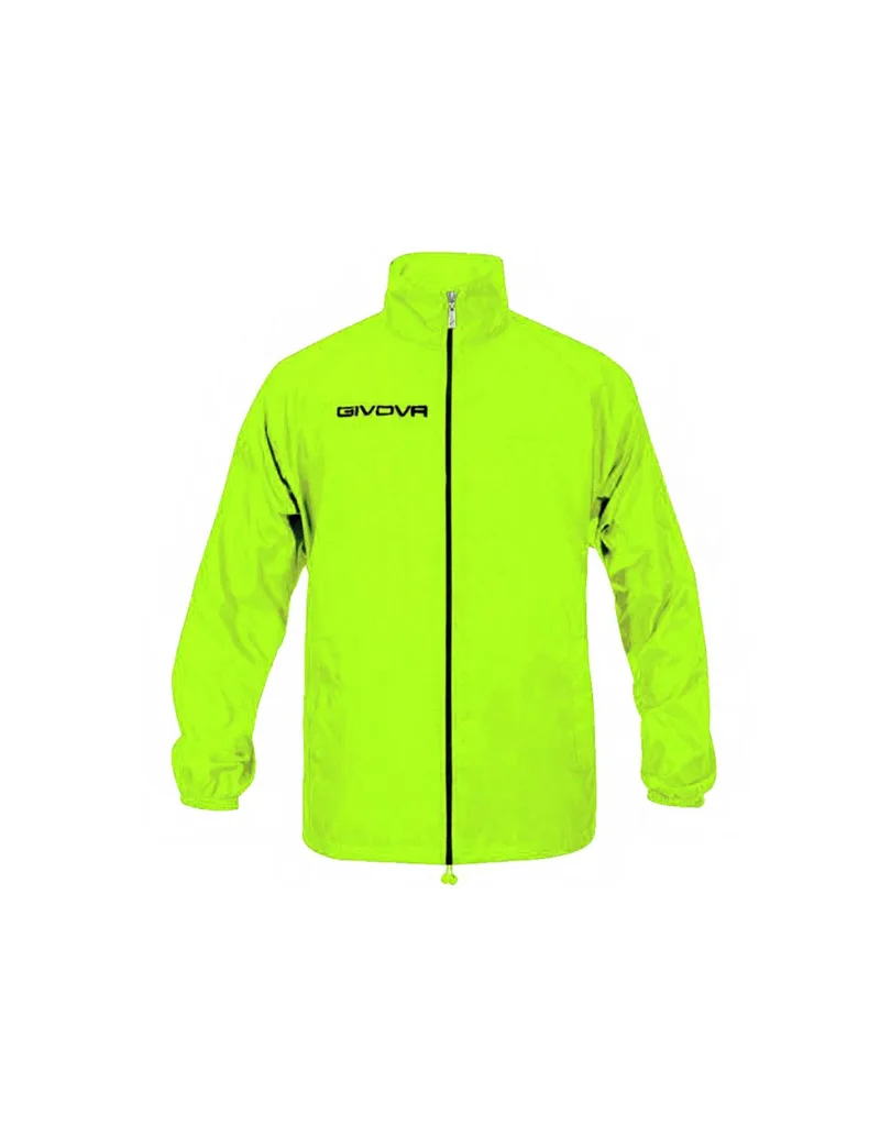 Givova Rain Basico RJ001 Ανδρικό Μπουφάν Αδιάβροχο και Αντιανεμικό Yellow Fluo