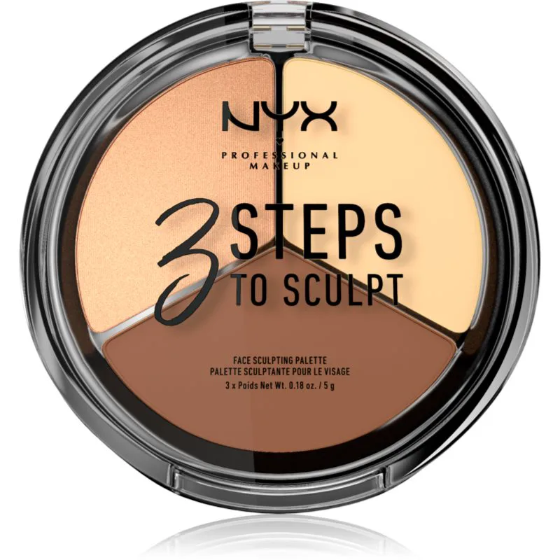 NYX Professional Makeup 3 Steps To Sculpt μικρή παλέτα περιγράμματος απόχρωση 02 Light 15 γρ
