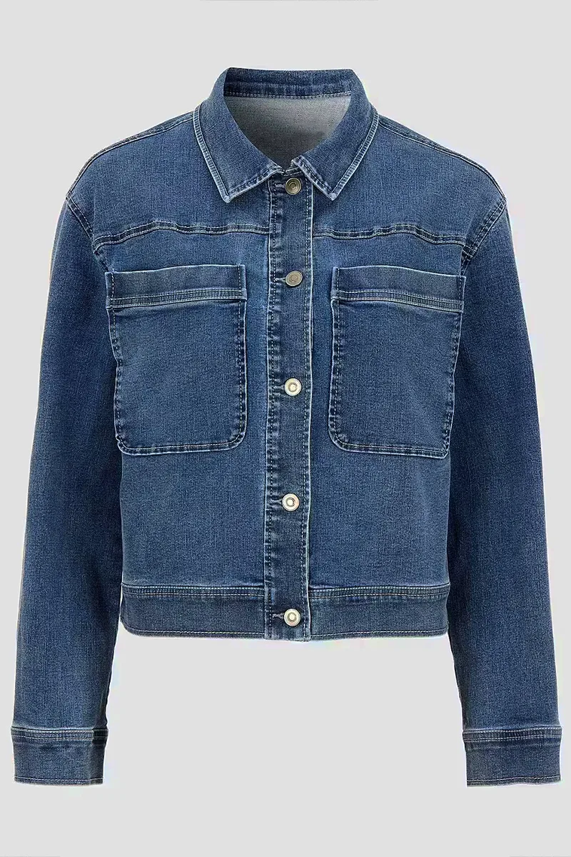Jean jacket με τσέπες μπροστά σε denim blue χρώμα