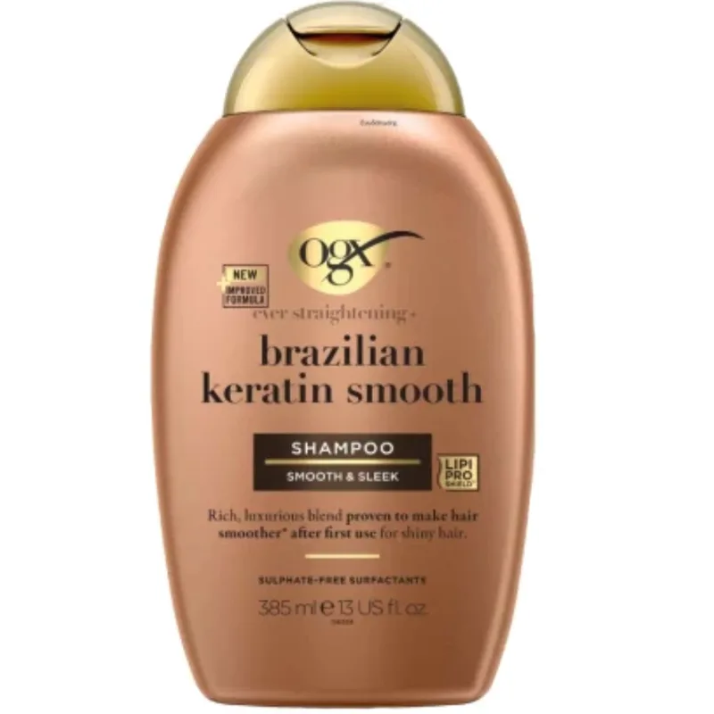 OGX Brazilian Keratin Smooth Ever Straightening Shampoo Δυναμωτικό Σαμπουάν Λείανσης & Λάμψης στα Ταλαιπωρημένα Μαλλιά 385ml