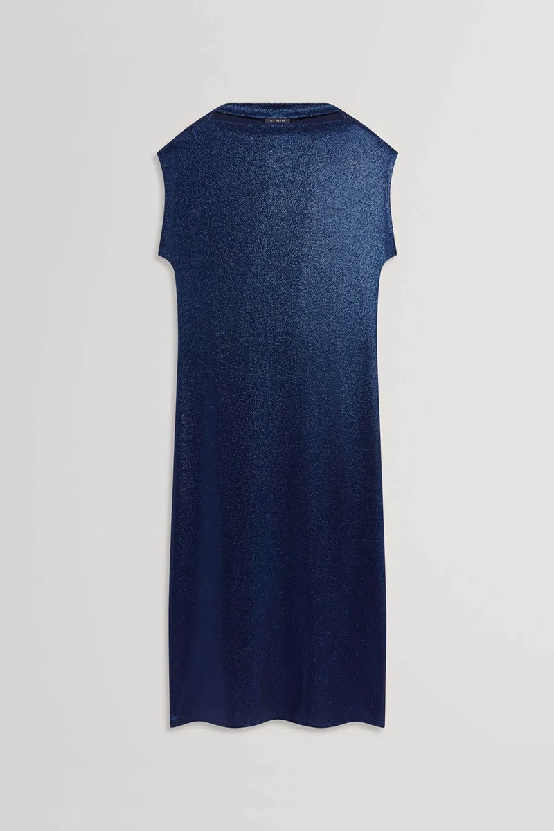 Ted Baker γυναικείο midi αμάνικο φόρεμα με γυαλιστερή όψη Slim Fit "Jazziie" - 283111 Μπλε Σκούρο
