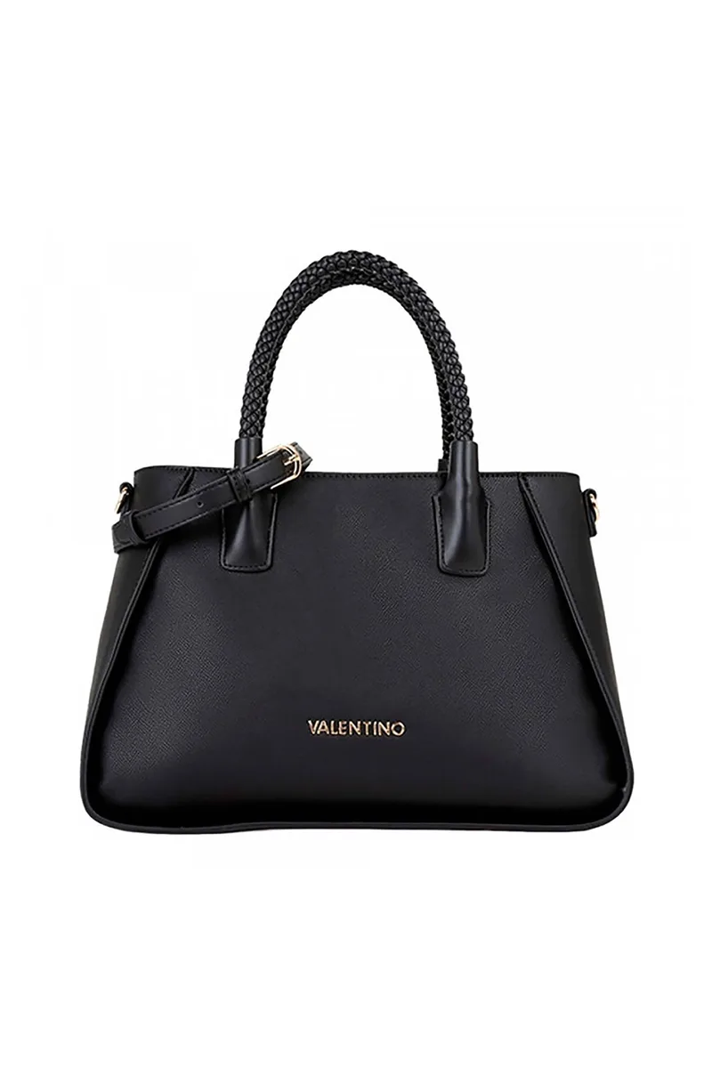 Valentino γυναικεία τσάντα χειρός με μεταλλικό λογότυπο "Eris" - 73LVBS9OM04/ERI Μαύρο
