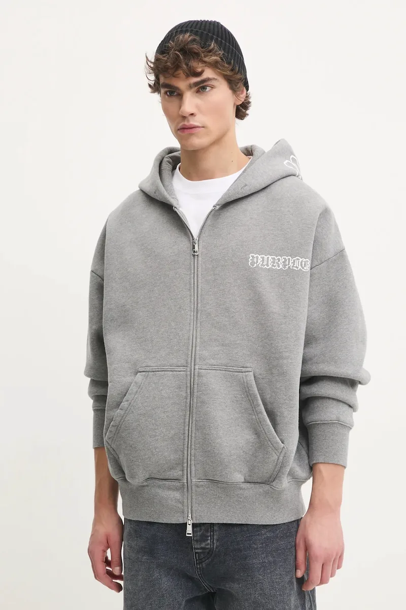Βαμβακερή μπλούζα PURPLE BRAND HWT FLEECE ZIP FRONT HOODY