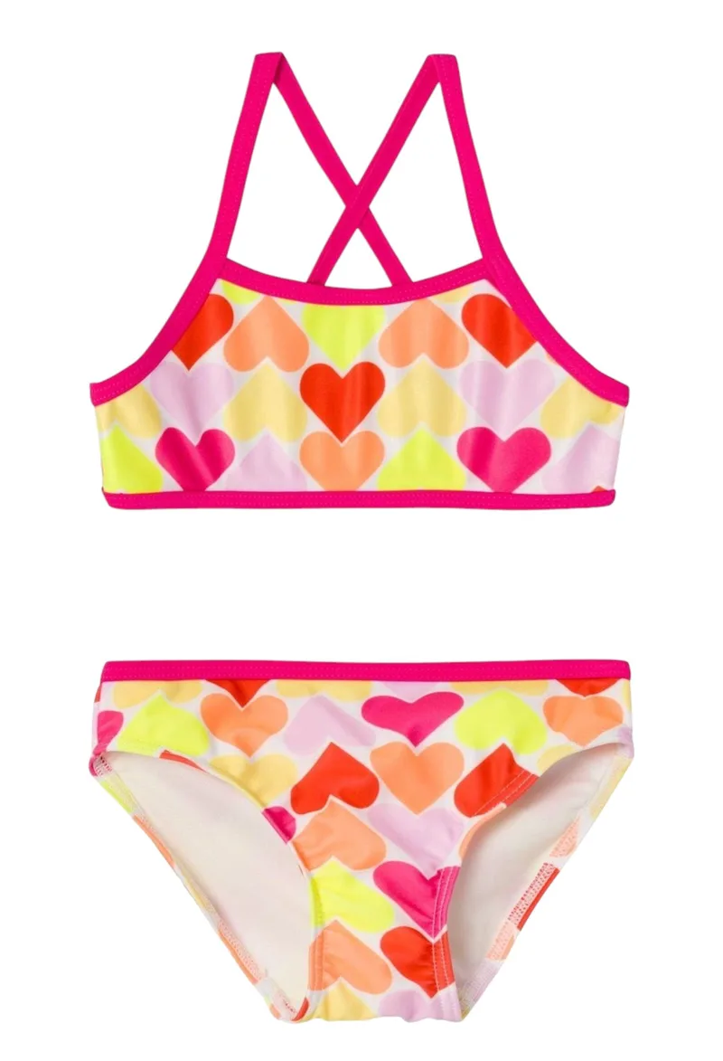 Μαγιό Μπικίνι Name It Nmfzille Box Tb 13225775-Bright White-Hearts Κορίτσι