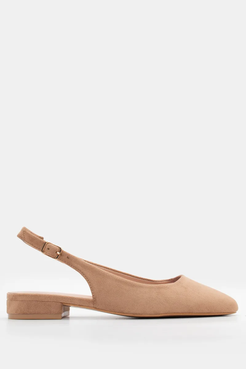 Γοβάκια Suede Slingbacks - Μπεζ-Σκούρο