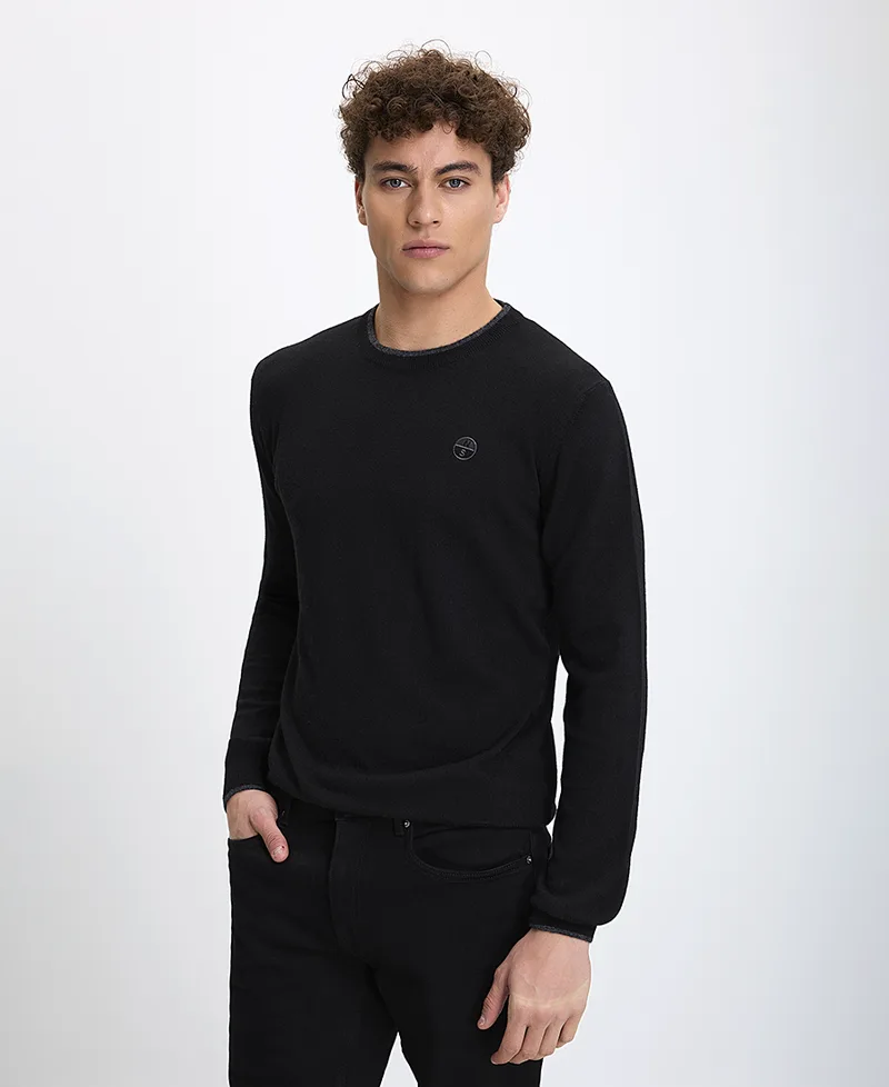 North Sails Ανδρικό Πουλόβερ Eco Cashmere με Στρογγυλή Λαιμόκοψη σε Μαύρο