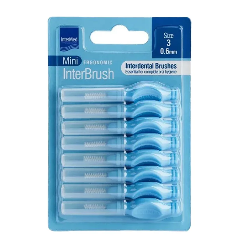 Intermed Ergonomic InterBrush Mini Μεσοδόντια Βουρτσάκια με Λαβή Γαλάζια 8 Τεμάχια Size 3 - 0.6mm