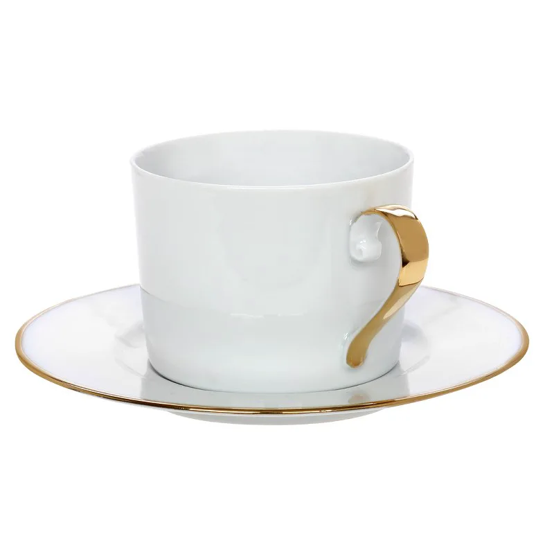 Φλυτζάνι Τσαγιού Πορσελάνης 220ml Elegant Χρυσό CRYSPO TRIO 24.021.16 (Σετ 2 Τεμάχια) (Υλικό: Πορσελάνη, Χρώμα: Λευκό) - CRYSPO TRIO - 24.021.16