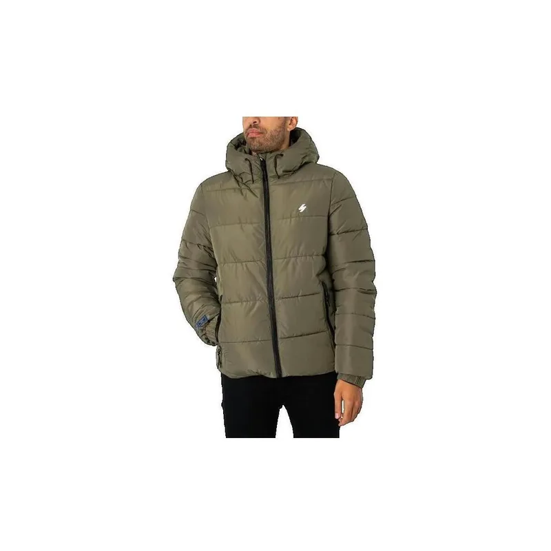 Χοντρό μπουφάν Superdry Doudoune Sports avec capuche vert olive poudré