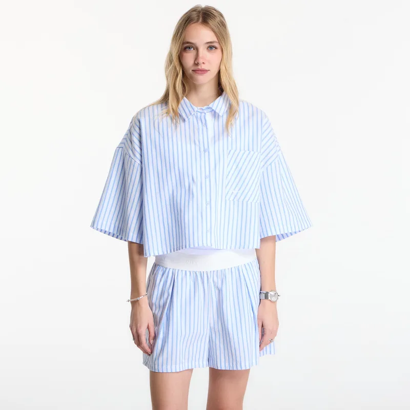 Πουκάμισο Nike Sportswear Chill Poplin Women's Oversized Short-Sleeve Top Lt Photo Blue/ Hydrogen Blue/ Summit White M