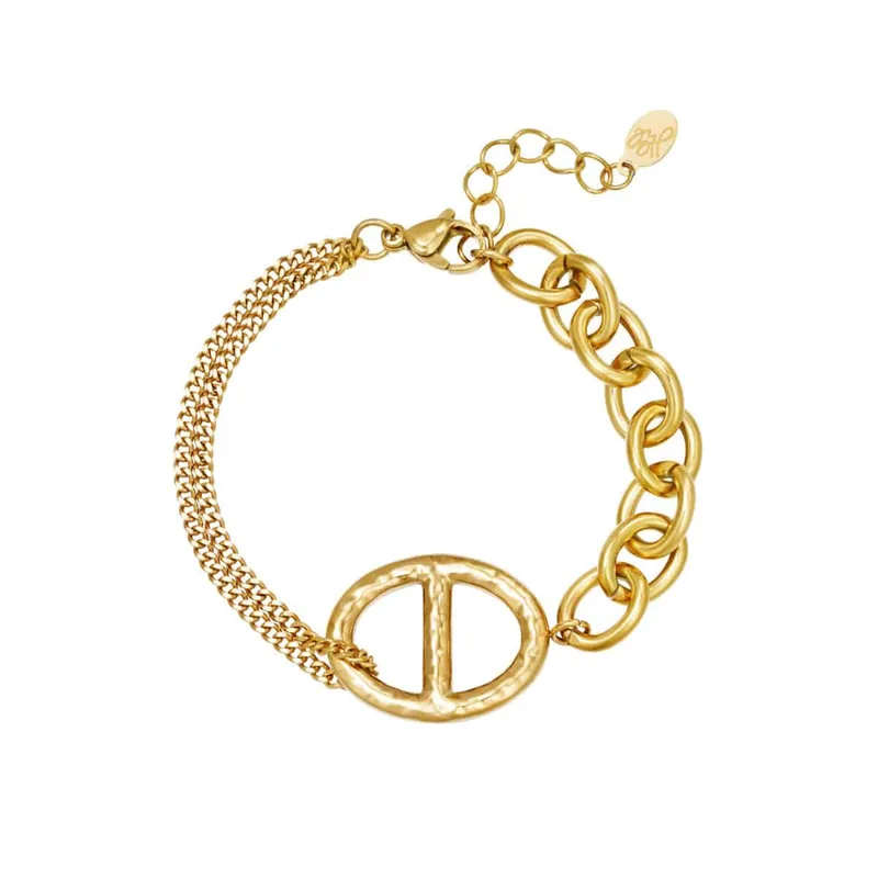 Βραχιόλι ατσάλινο χρυσό Cuoro με αλυσίδες The Θeory bracelet