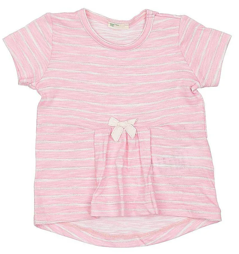 ΜΠΛΟΥΖΑ ΜΕ ΚΟΝΤΟ ΜΑΝΙΚΙ BENETTON BY THE SEA 1 BB ΡΙΓΕ ΛΕΥΚΟ/ΡΟΖ (62 CM)-(3-6 ΜΗΝΩΝ)