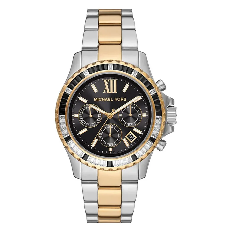 MICHAEL KORS Everest Crystals Chronograph Two Tone Stainless Steel Bracelet MK7209