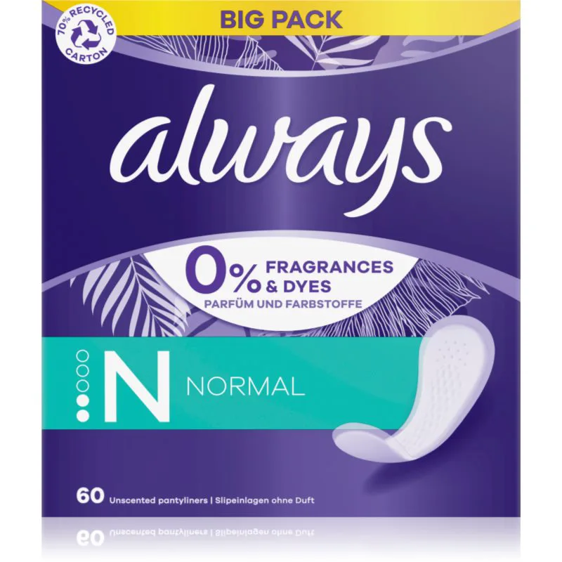 Always Daily Fresh Normal σερβιετάκια χωρίς άρωμα 60 τμχ
