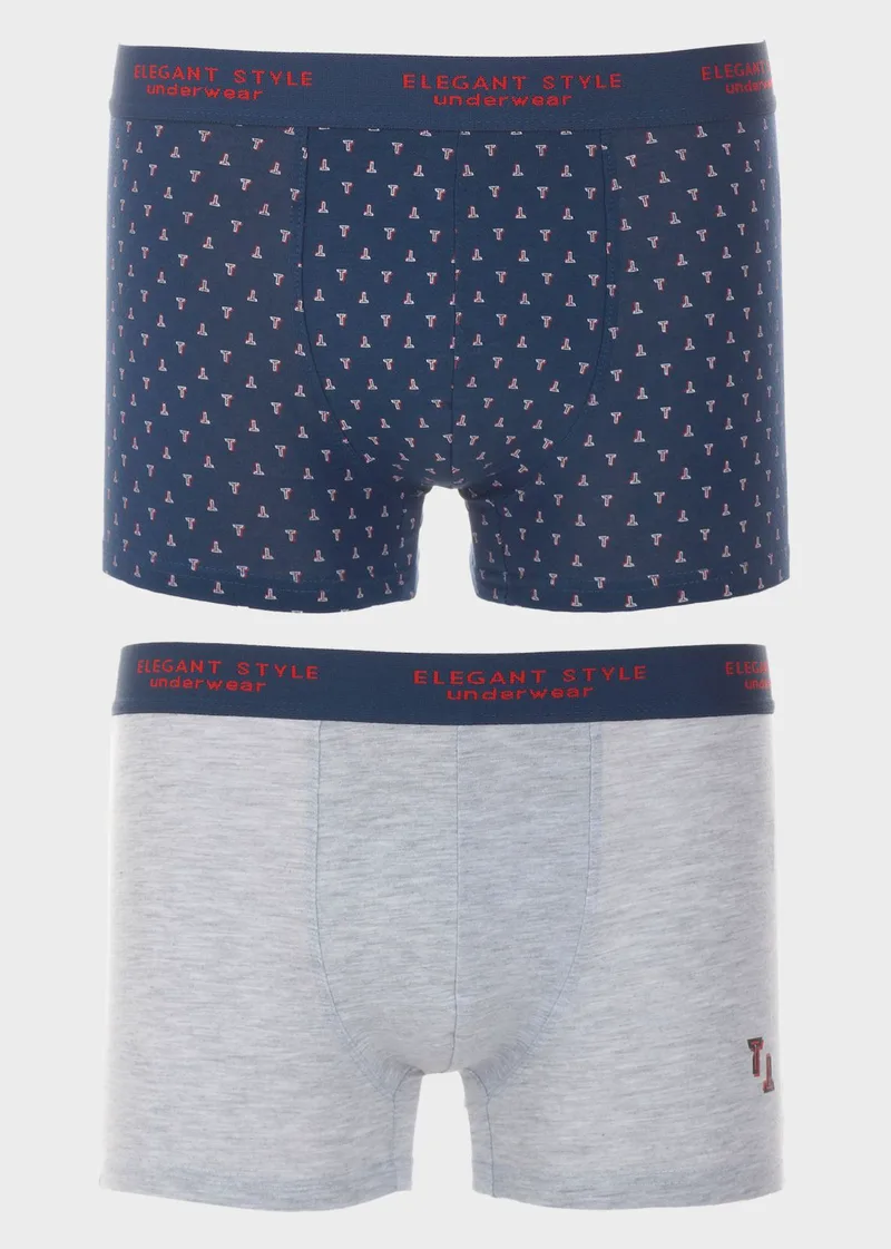 Ανδρικό boxer εξωτερικό λάστιχο Elegant Style. Συσκευασία 2 τεμαχίων ΓΚΡΙ ΜΠΛΕ