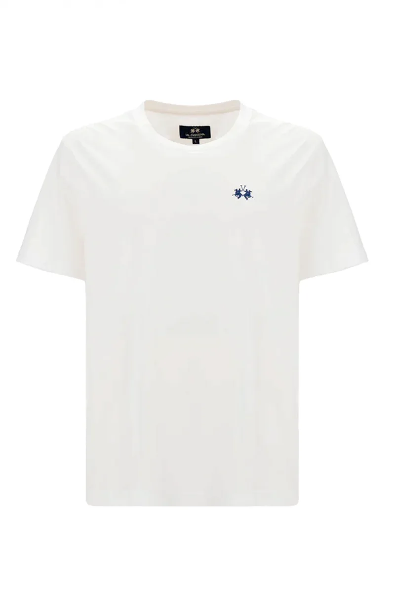 LA MARTINA T-SHIRT CREW NECK LOGO ΛΕΥΚΟ