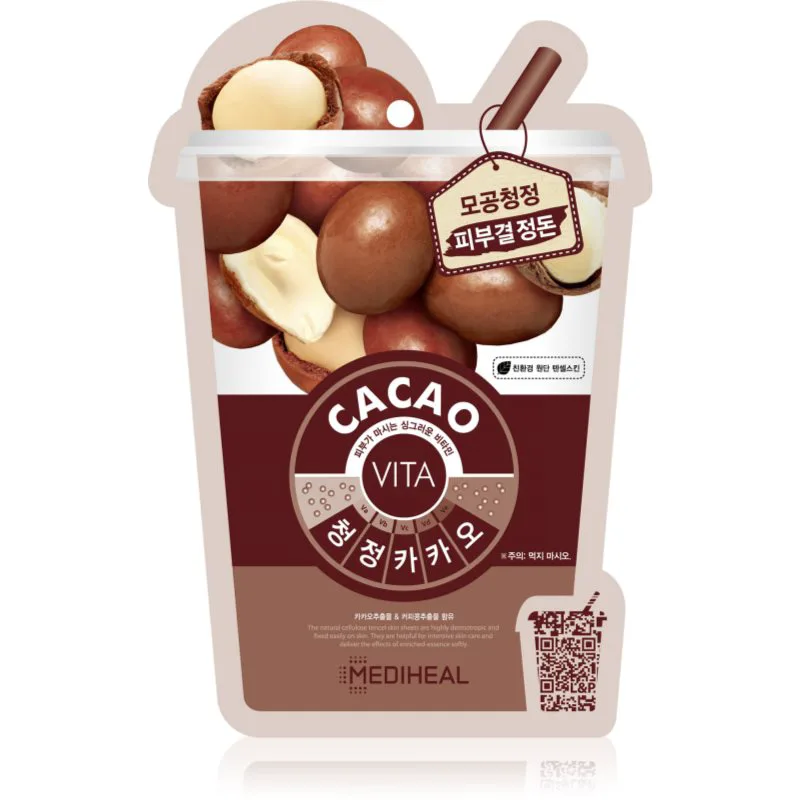 MEDIHEAL Vita Mask Cacao φύλλο μάσκας για σύσφιξη πόρων και ματ εμφάνιση επιδερμίδας 20 ml