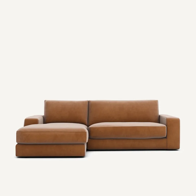 Γωνιακός καναπές από βελούδο Μ170xΠ250xΥ78cm