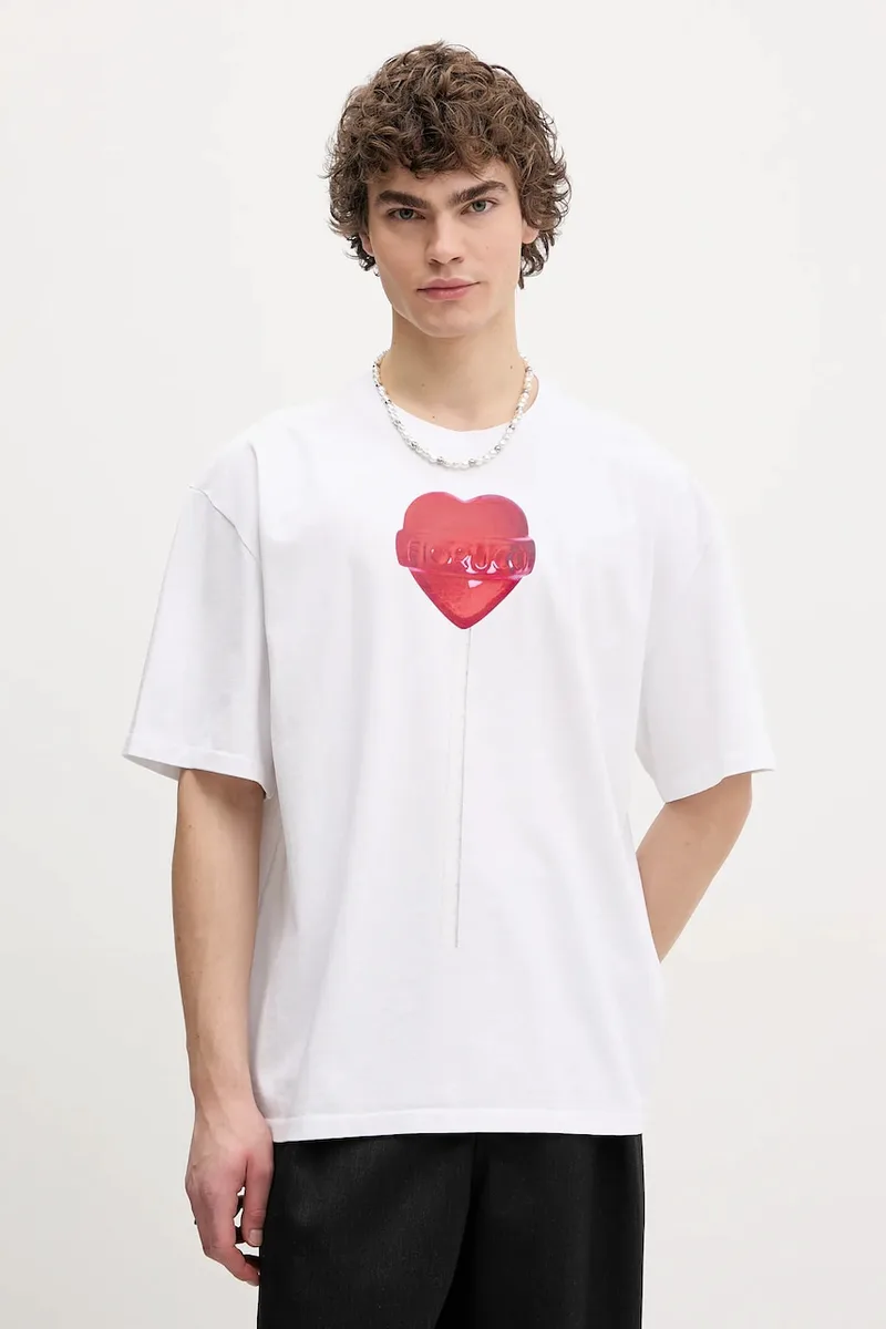Βαμβακερό μπλουζάκι Fiorucci Lollipop Heart Print Boxy Fit T-Shirt