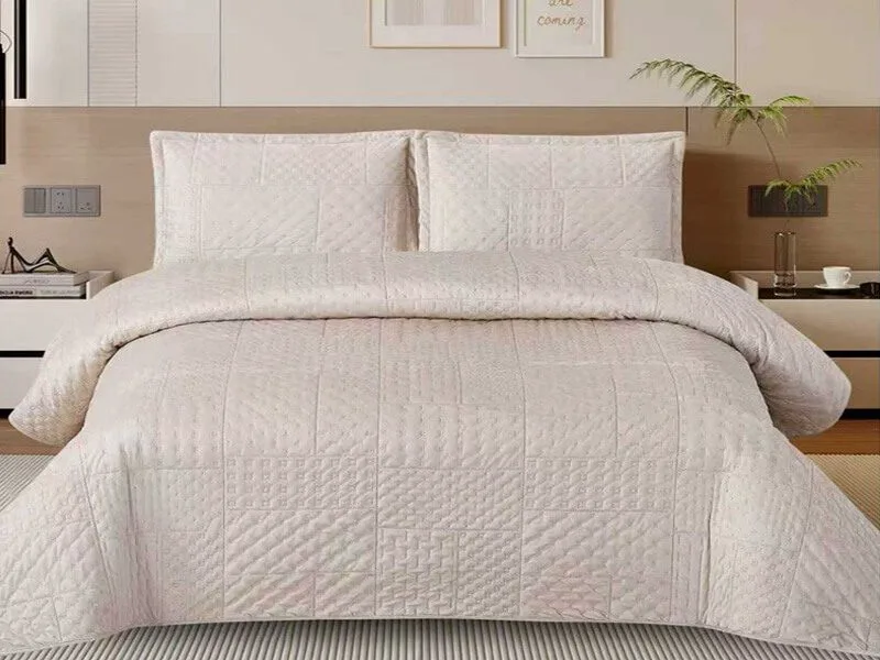 Σετ Κουβερλί Velvet Ultrasonic Γαρύφαλλο - Μπεζ, 240x260