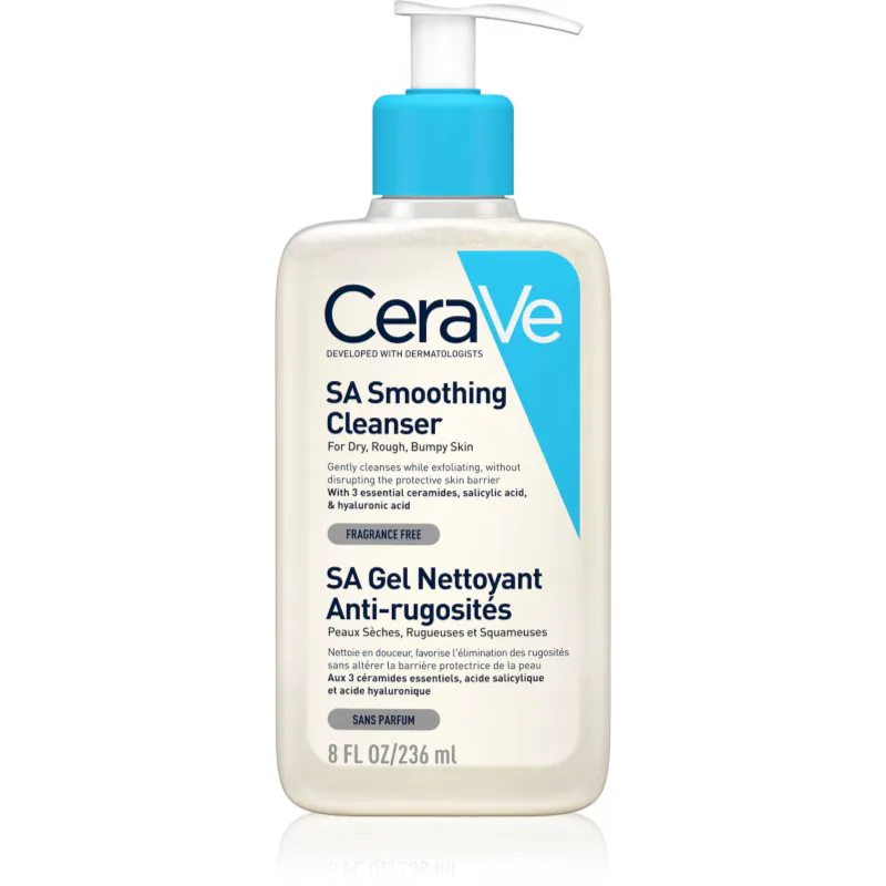 CeraVe Cleansers SA Smoothing Cleanser καθαριστικό και καταπραϋντικό τζελ για ξηρή επιδερμίδα 236 ml