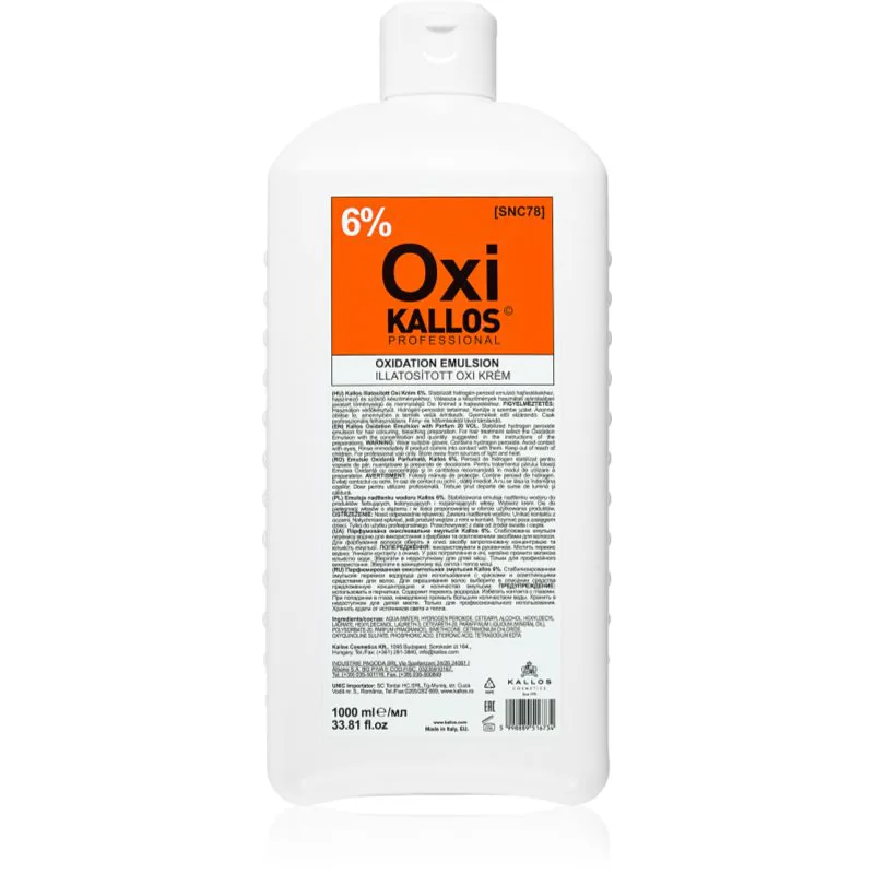 Kallos Kallos Classic Oxi κρεμώδες υπεροξείδιο 6 % για επαγγελματική χρήση 1000 ml
