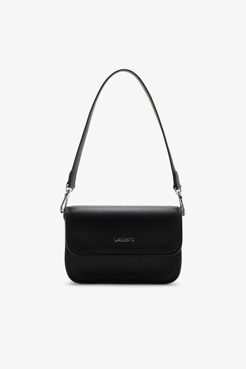 Lacoste γυναικεία τσάντα ώμου μονόχρωμη με μεταλλικό λογότυπο - NF5147EG Μαύρο