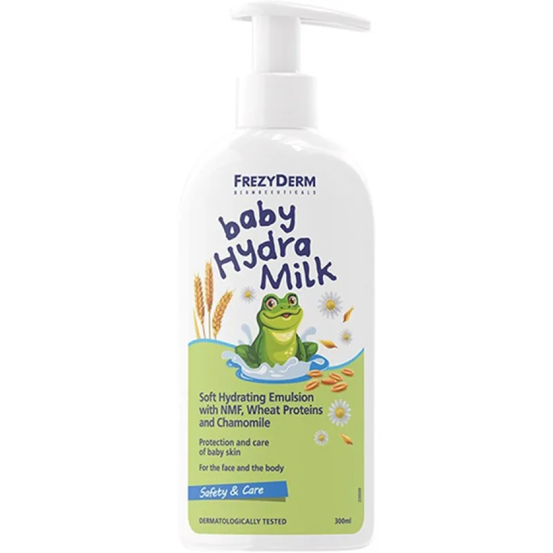 Frezyderm Baby Hydra Milk Απαλό Υδρογαλάκτωμα για την Περιποίηση Βρεφών & Παιδιών με NMF, Πρωτεΐνες Σιταριού & Χαμομήλι, με Αντλία 300ml