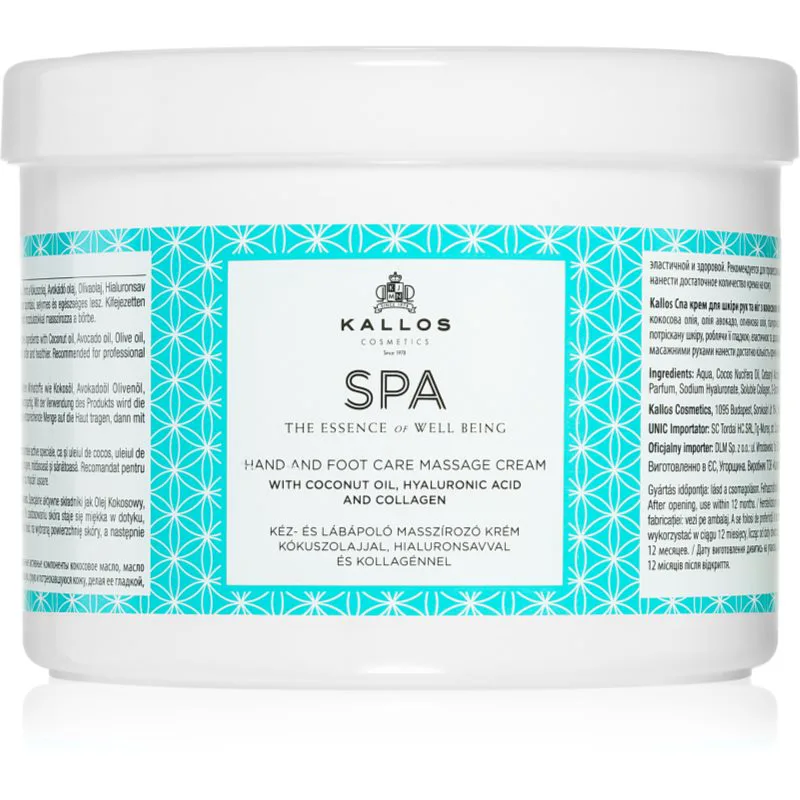 Kallos Spa κρέμα για μασάζ για χέρια και πόδια 500 ml