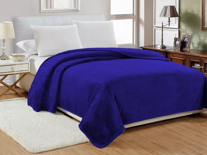 Κουβέρτα Υπέρδιπλη Βελουτέ Popcorn Jacquard Flannel Γαρύφαλλο 220x240 - Μπλε Electric