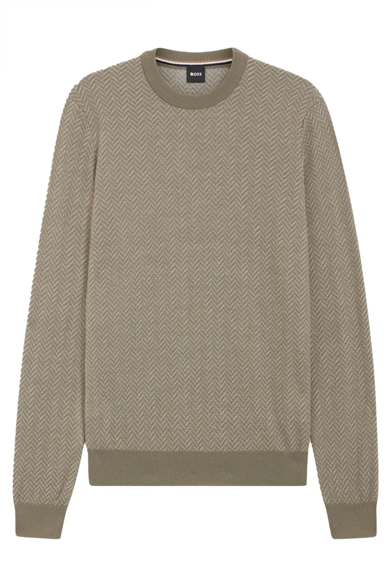 BOSS ΠΛΕΚΤΟ CREW NECK H-HABITO ΜΠΕΖ