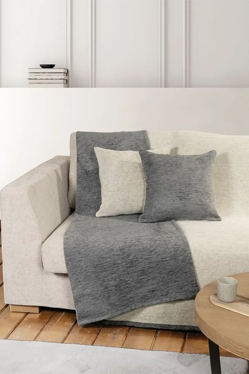 Ριχταρι Τριθεσιου Καναπε Διπλης Οψης Caldo Gray/Ivory Nima 180x300x0cm Μονόχρωμο