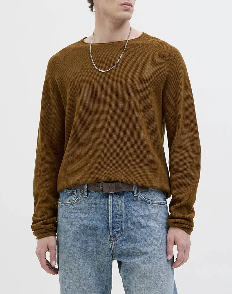 JACK&JONES ΠΛΕΚΤΟ JJEHILL KNIT CREW NECK NOOS ΠΛΕΚΤΟ 12157321-Monks Robe Cappuccino