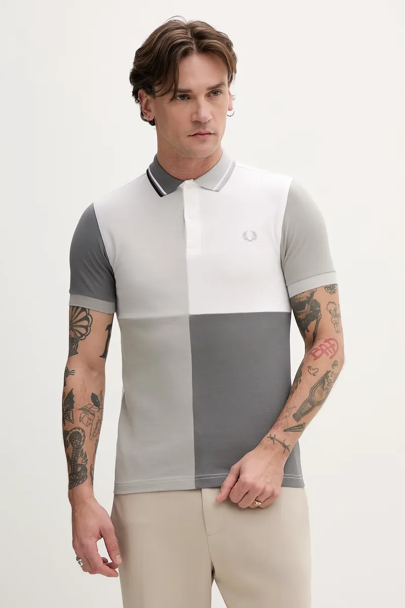 Βαμβακερό μπλουζάκι πόλο Fred Perry Beams Grid Design Shirt