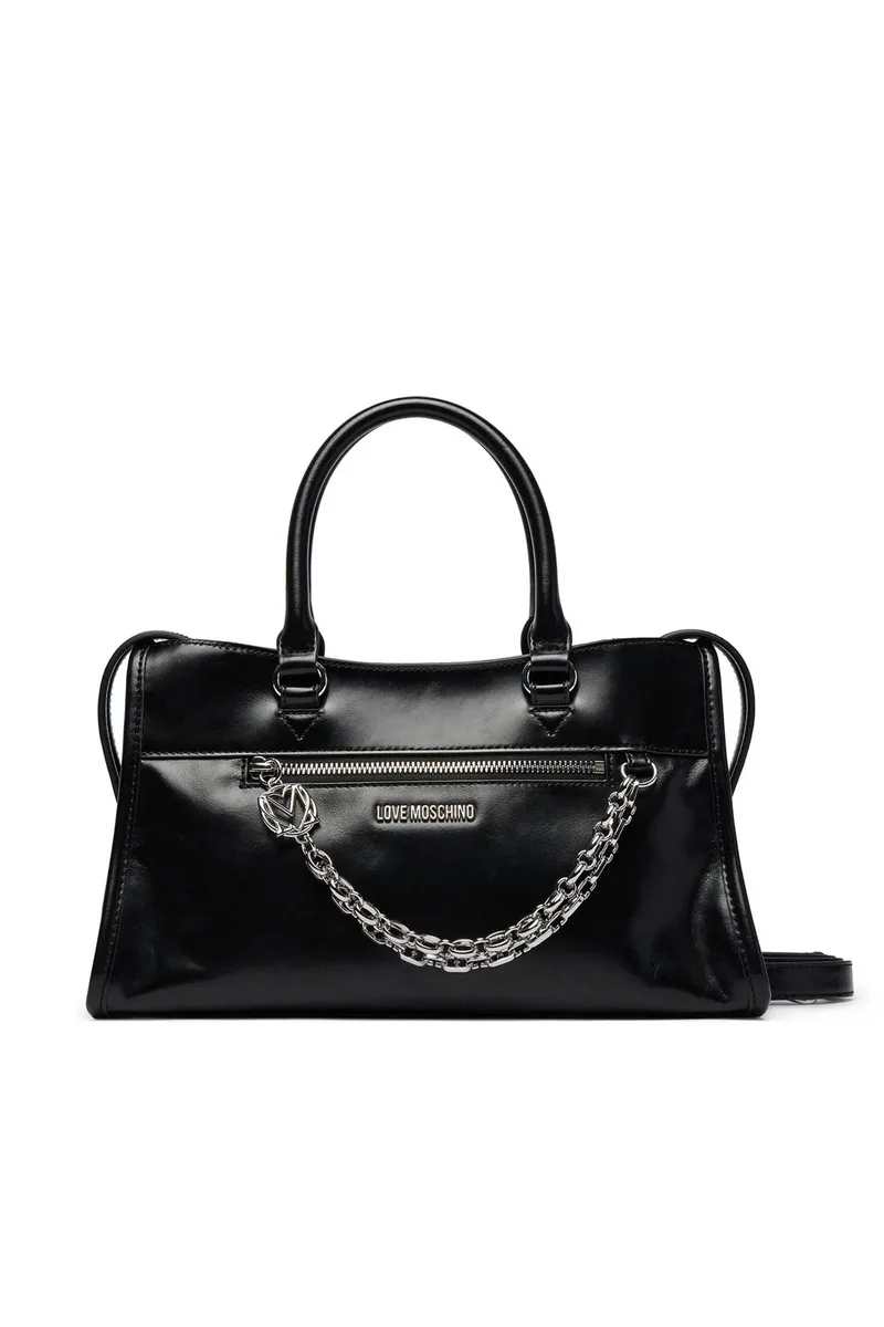 Love Moschino γυναικεία τσάντα χειρός με μεταλλικό λογότυπο - JC4277PP0OK11 Μαύρο